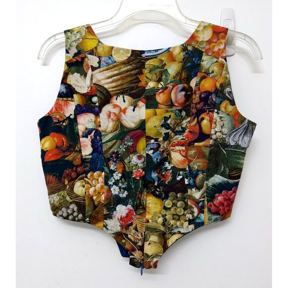 Samantha Pleet Harvest Print Corset Crop Top Bustier Food Fruit Veggie Floral 4 - Picture 7 of 13